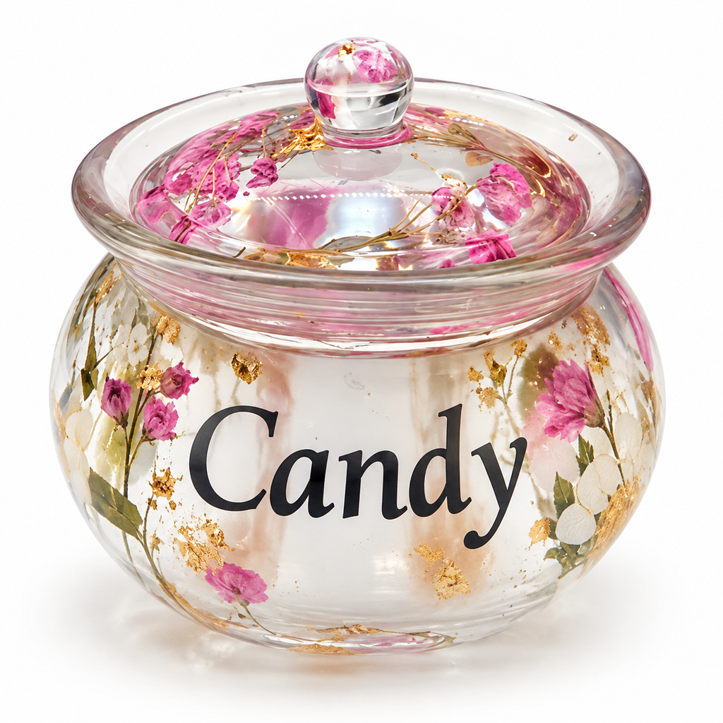 DIY Resin Covered Jar with Lid for Honey, Sugar, Candy, Small Office Supplies Party Kits