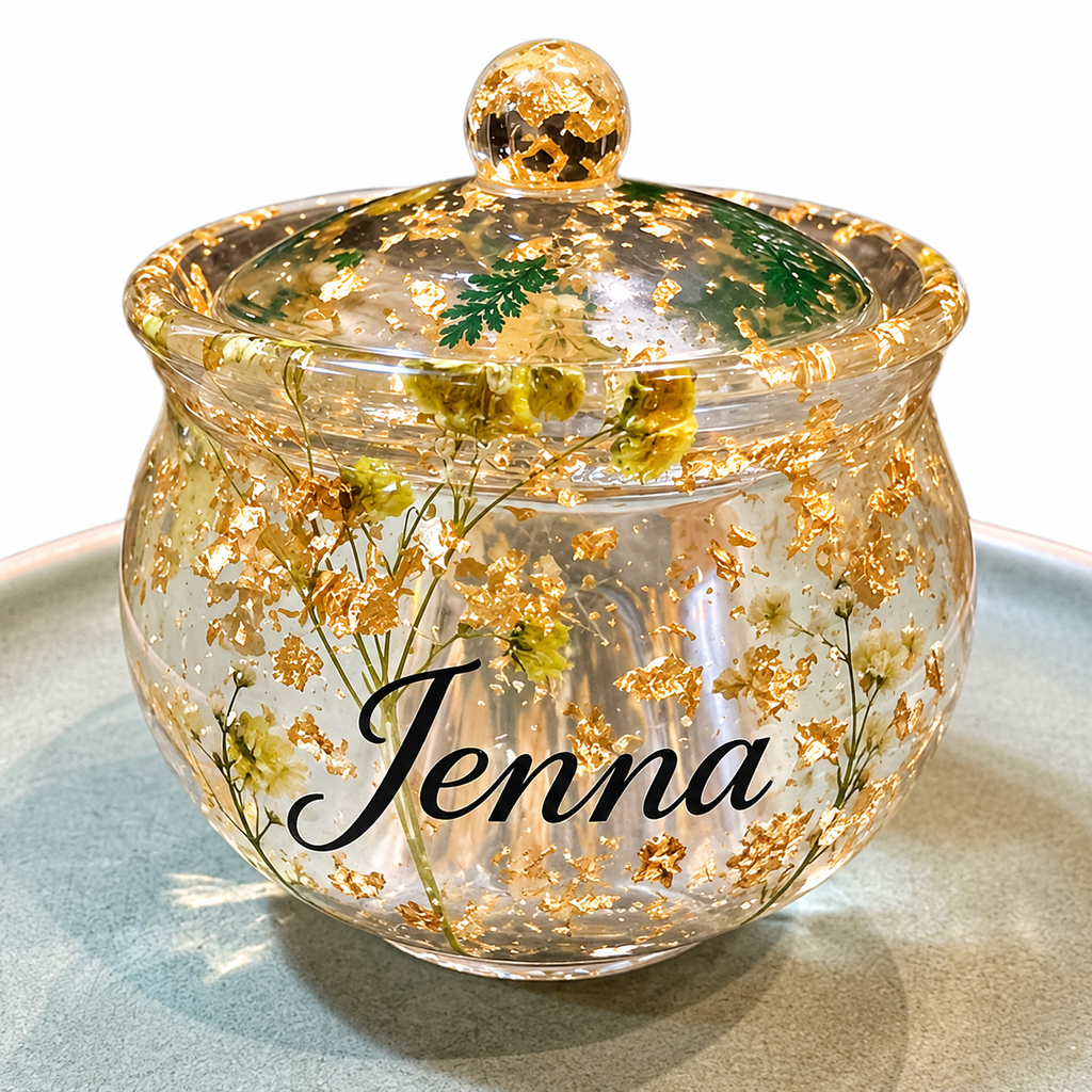 DIY Resin Covered Jar with Lid for Honey, Sugar, Candy, Small Office Supplies Party Kits