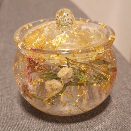 DIY Resin Covered Jar with Lid for Honey, Sugar, Candy, Small Office Supplies Party Kits